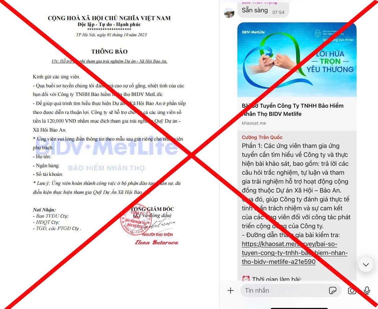 Giả danh lừa đảo BIDV MetLife
